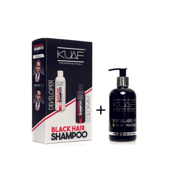Saç Siyahlaştırıcı Siyah Şampuan 2 X 250 ML Black Hair Shampoo ve Soyulabilir Siyah Maske 250 ML