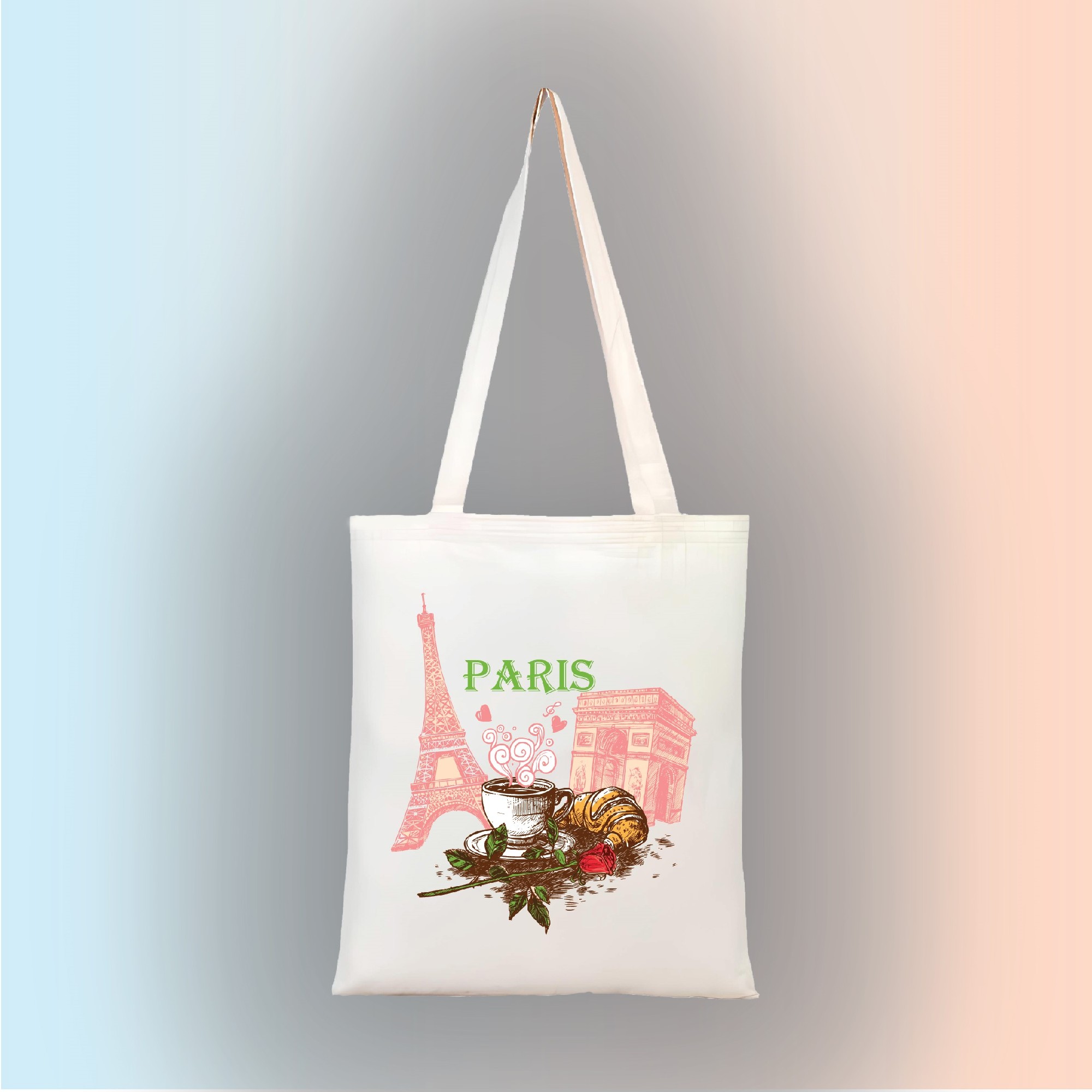 Paris Temalı Ham Bez Çanta