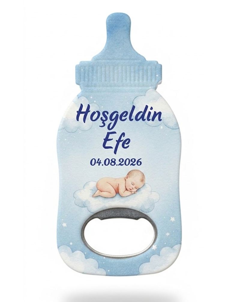 Biberon Kişiye Özel İsimli Doğum Günü Bebek Hediye Magnet Şişe Açacağı -2