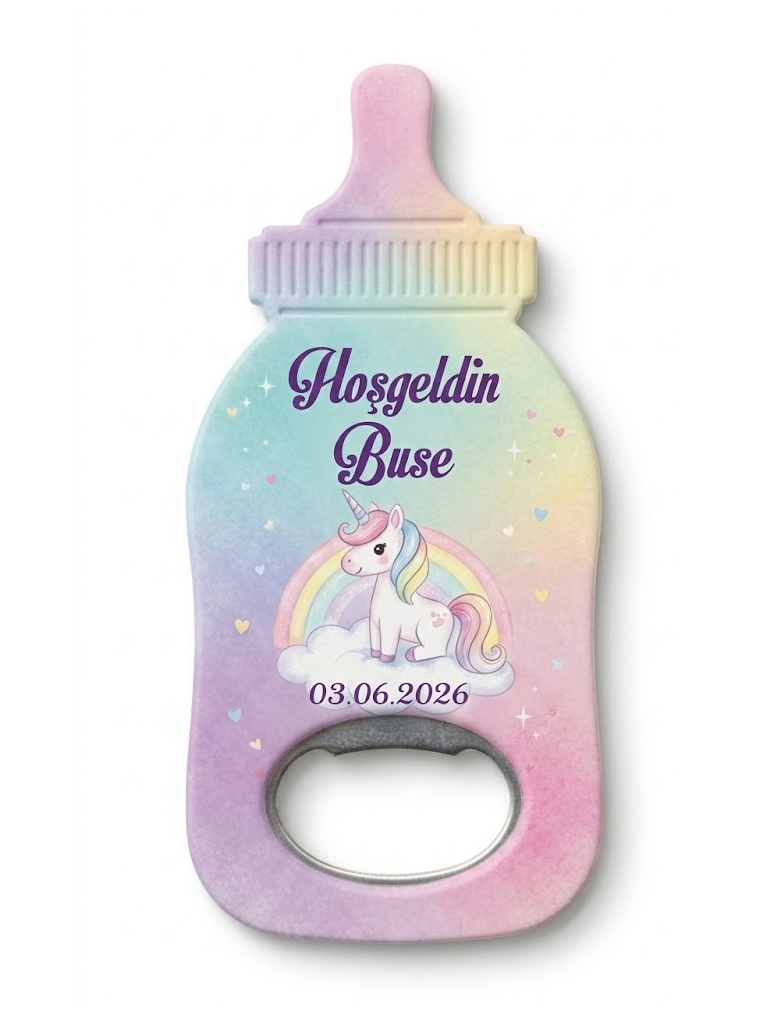 Biberon Kişiye Özel İsimli Doğum Günü Bebek Hediye Magnet Şişe Açacağı -3