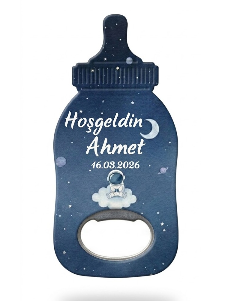 Biberon Kişiye Özel İsimli Doğum Günü Bebek Hediye Magnet Şişe Açacağı -5