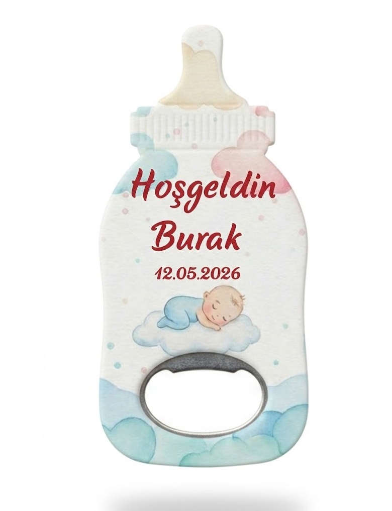 Biberon Kişiye Özel İsimli Doğum Günü Bebek Hediye Magnet Şişe Açacağı -6