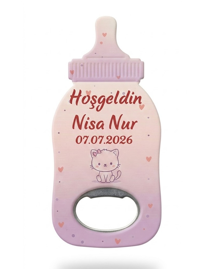 Biberon Kişiye Özel İsimli Doğum Günü Bebek Hediye Magnet Şişe Açacağı