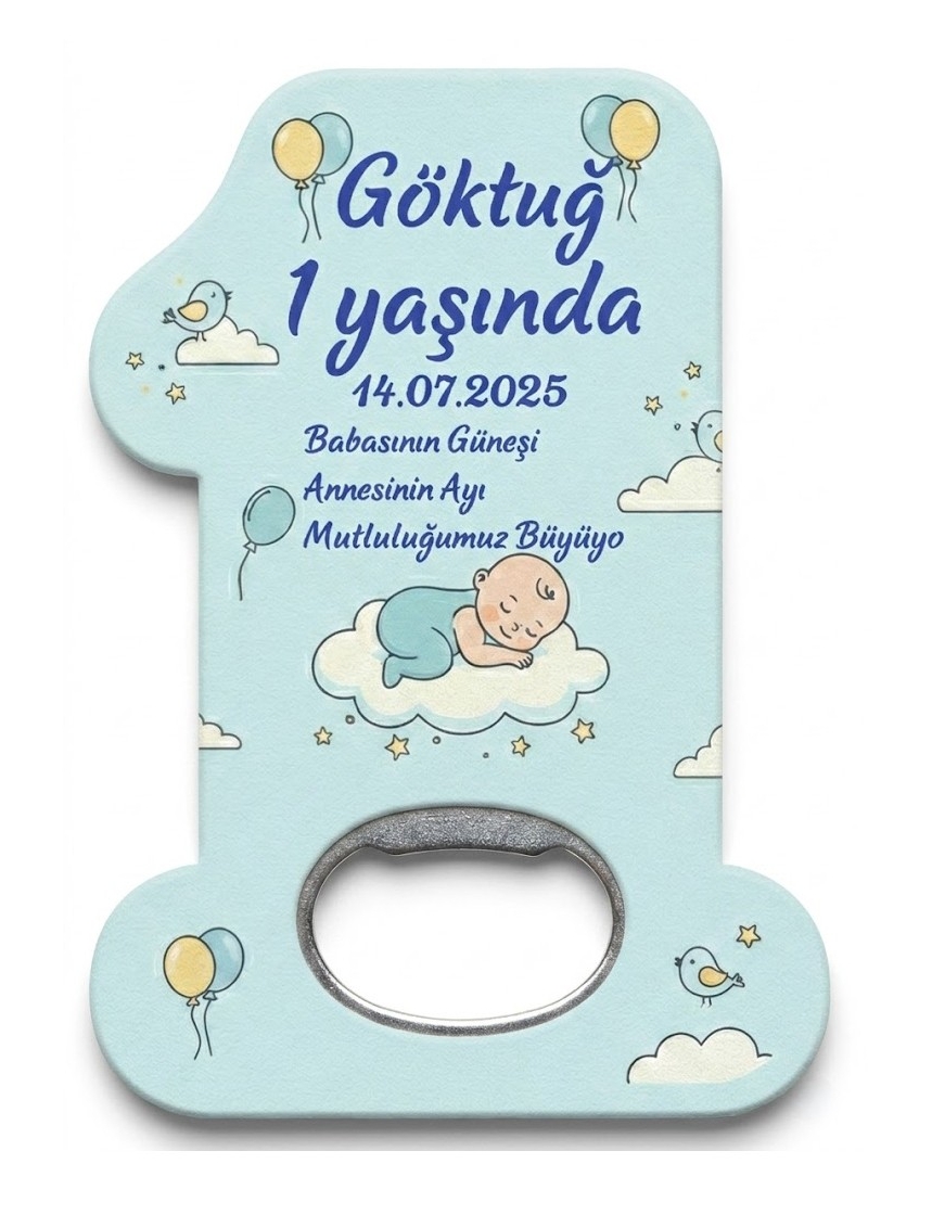 Doğum Günü Süsü, Sünnet, Hediyelik Kişiye Özel İsimli Bir Yaş Magnet Açacak -3