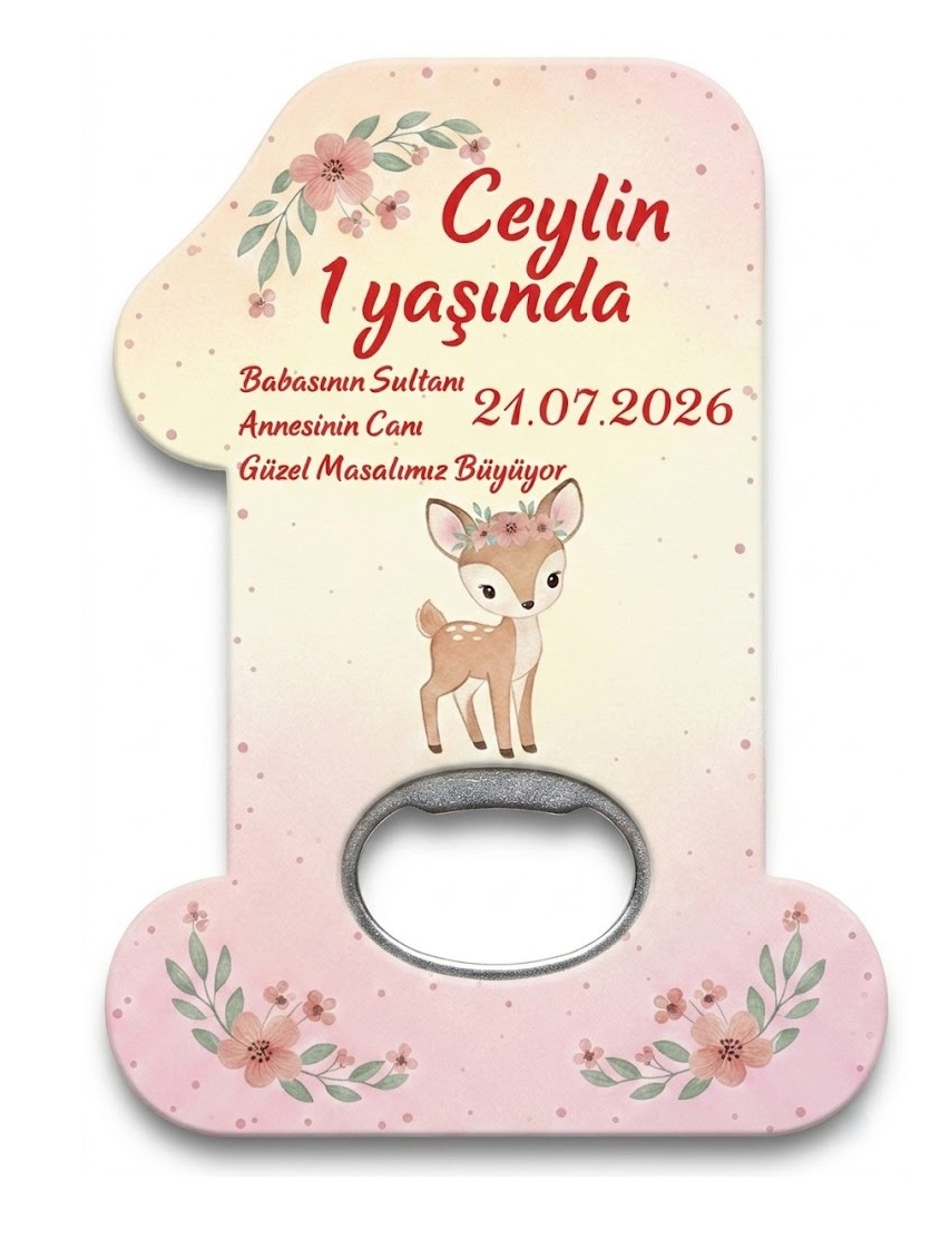 Doğum Günü Süsü, Sünnet, Hediyelik Kişiye Özel İsimli Bir Yaş Magnet Açacak -5