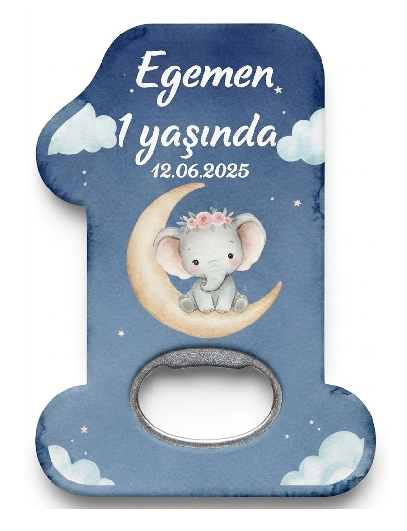 Doğum Günü Süsü, Sünnet, Hediyelik Kişiye Özel İsimli Bir Yaş Magnet Açacak