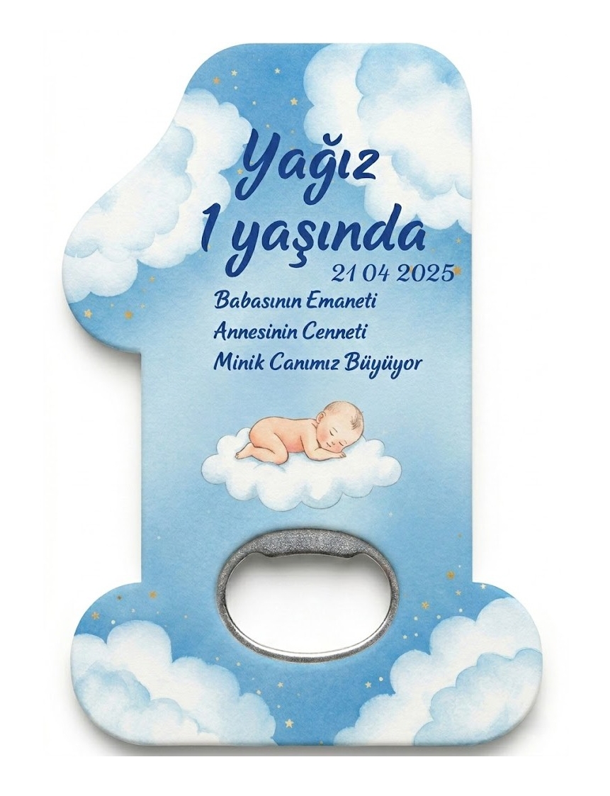 Doğum Günü Süsü, Sünnet, Hediyelik Kişiye Özel İsimli Bir Yaş Magnet Açacak -2