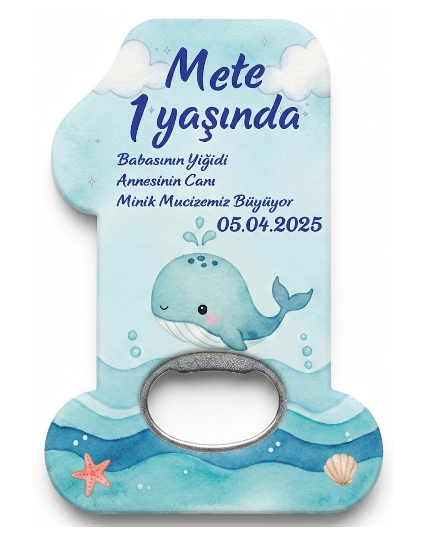 Doğum Günü Süsü, Sünnet, Hediyelik Kişiye Özel İsimli Bir Yaş Magnet Açacak -6