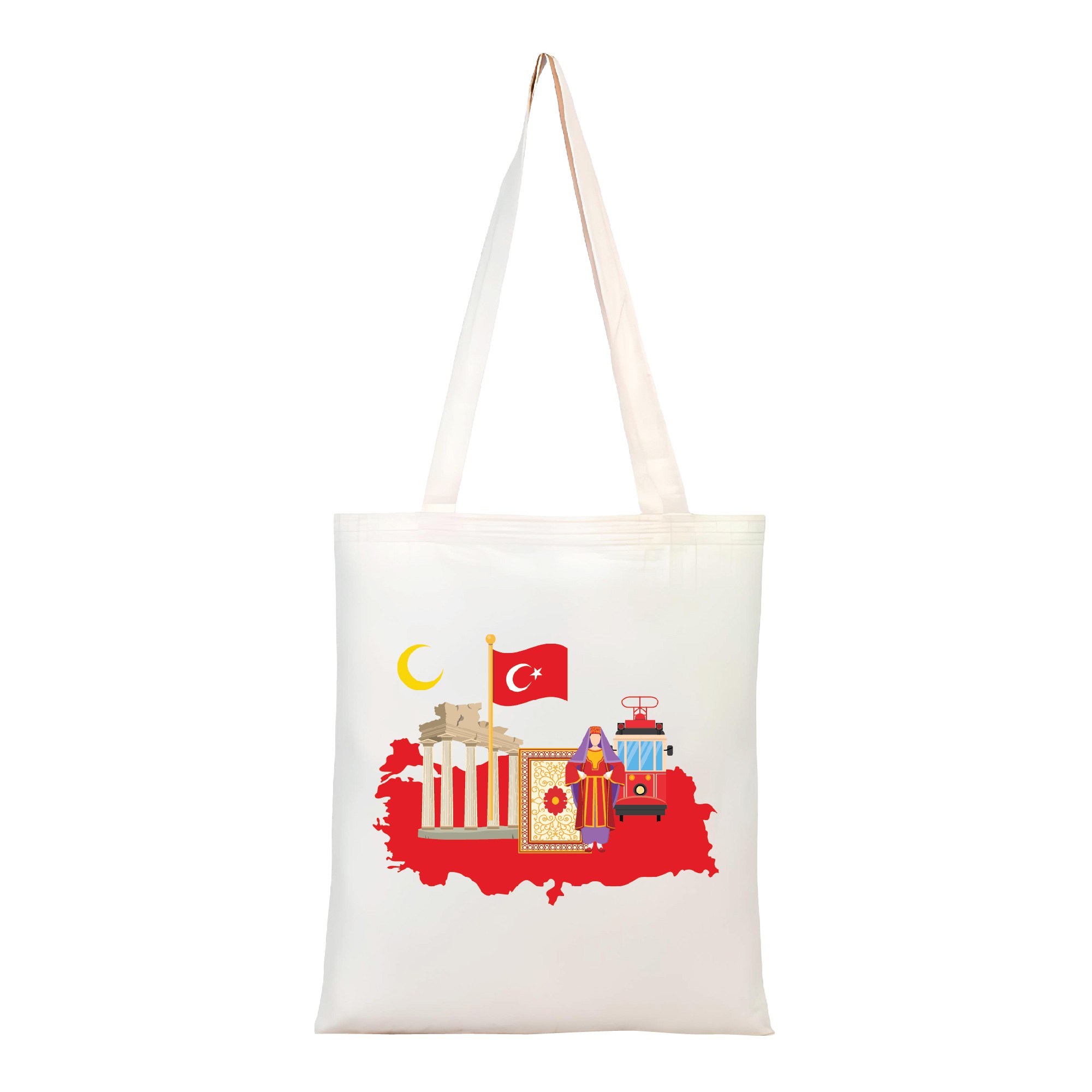 Türkiye Temalı Ham Bez Çanta