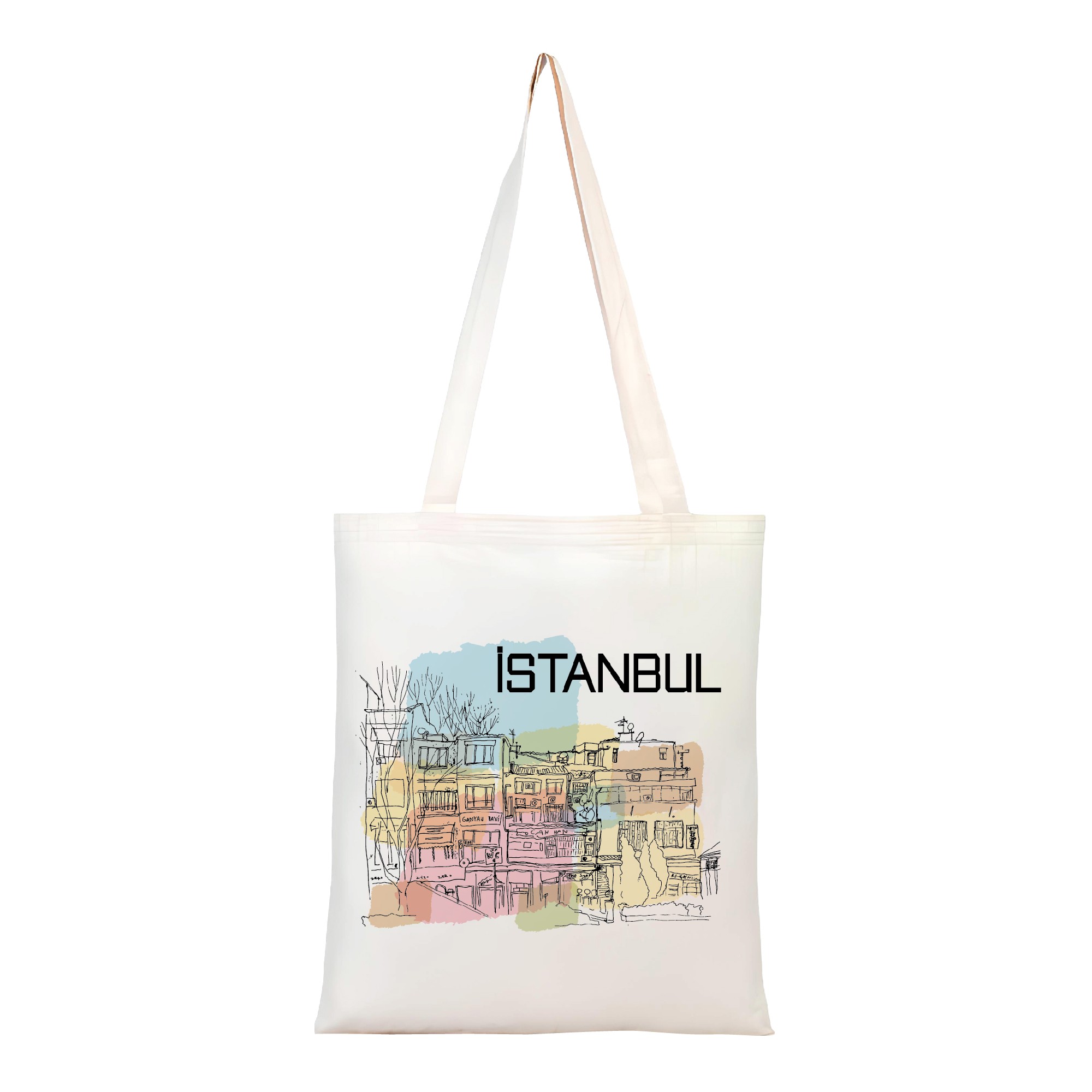 İstanbul Temalı Ham Bez Çanta