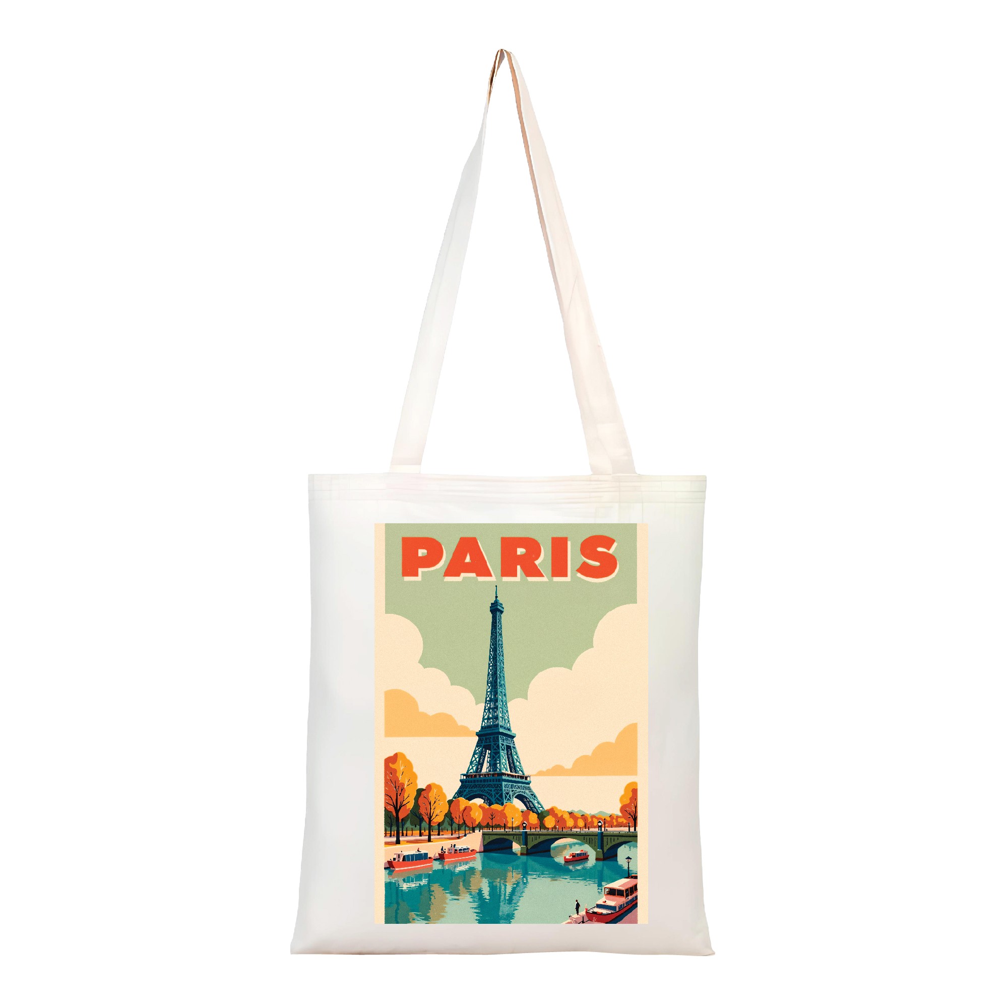 Paris Temalı Ham Bez Çanta
