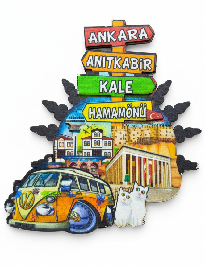 Ankara Gezi Rotası Temalı Ahşap Magnet