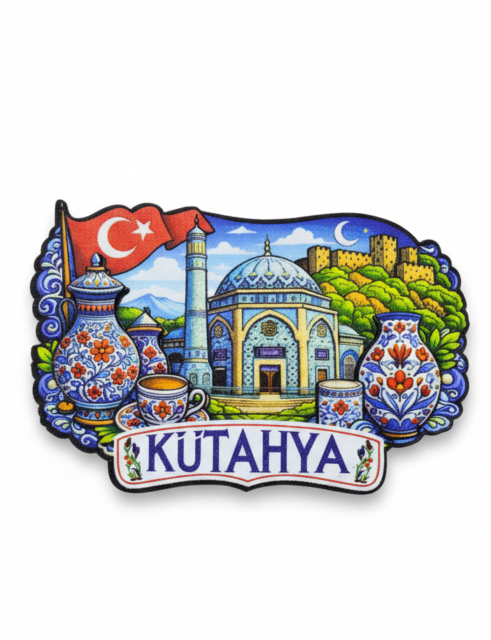 Kütahya Çini ve Tarihi Simgeler Temalı Ahşap Magnet